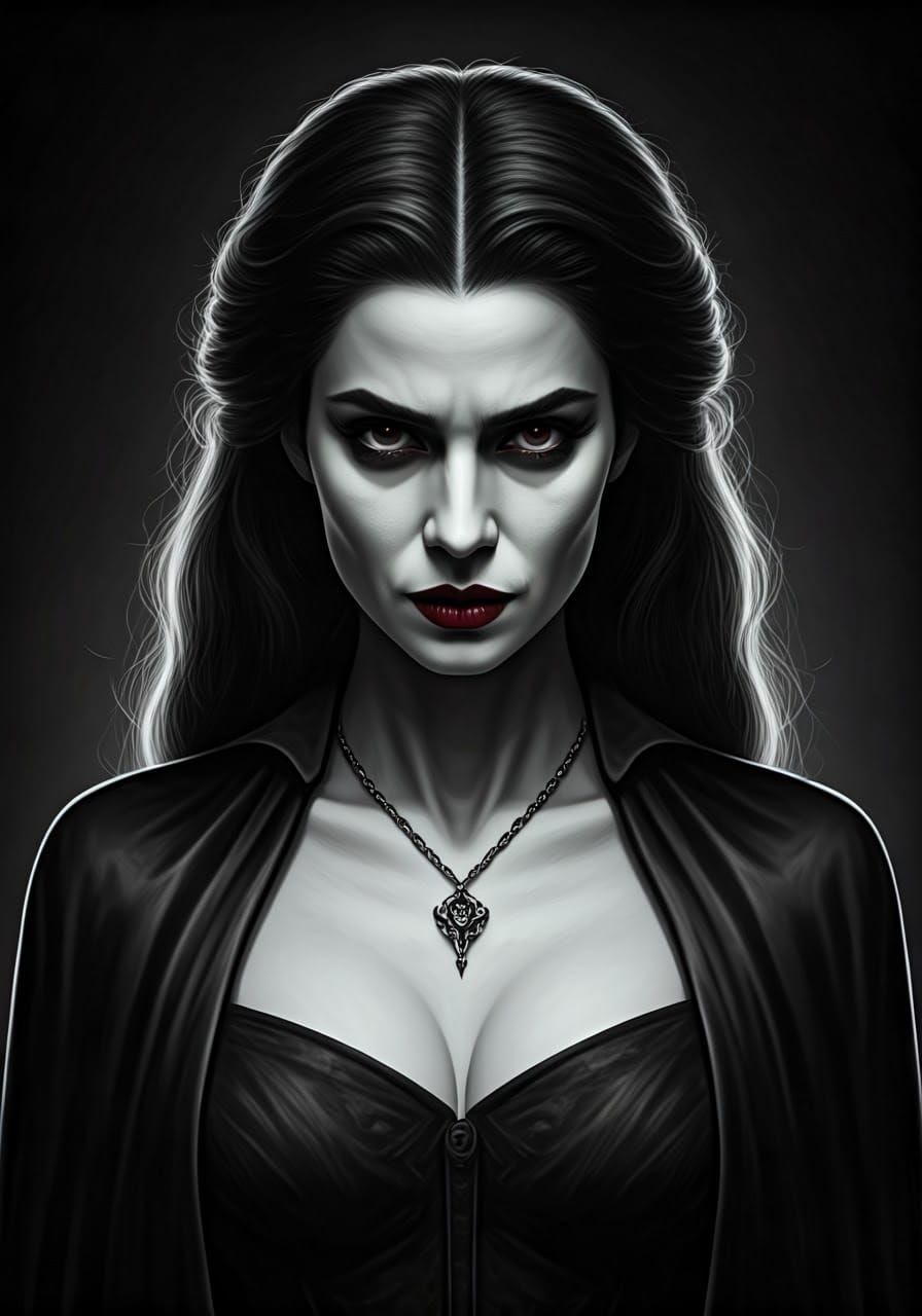 Dracula Reincarnated: Striking Black and White Portrait