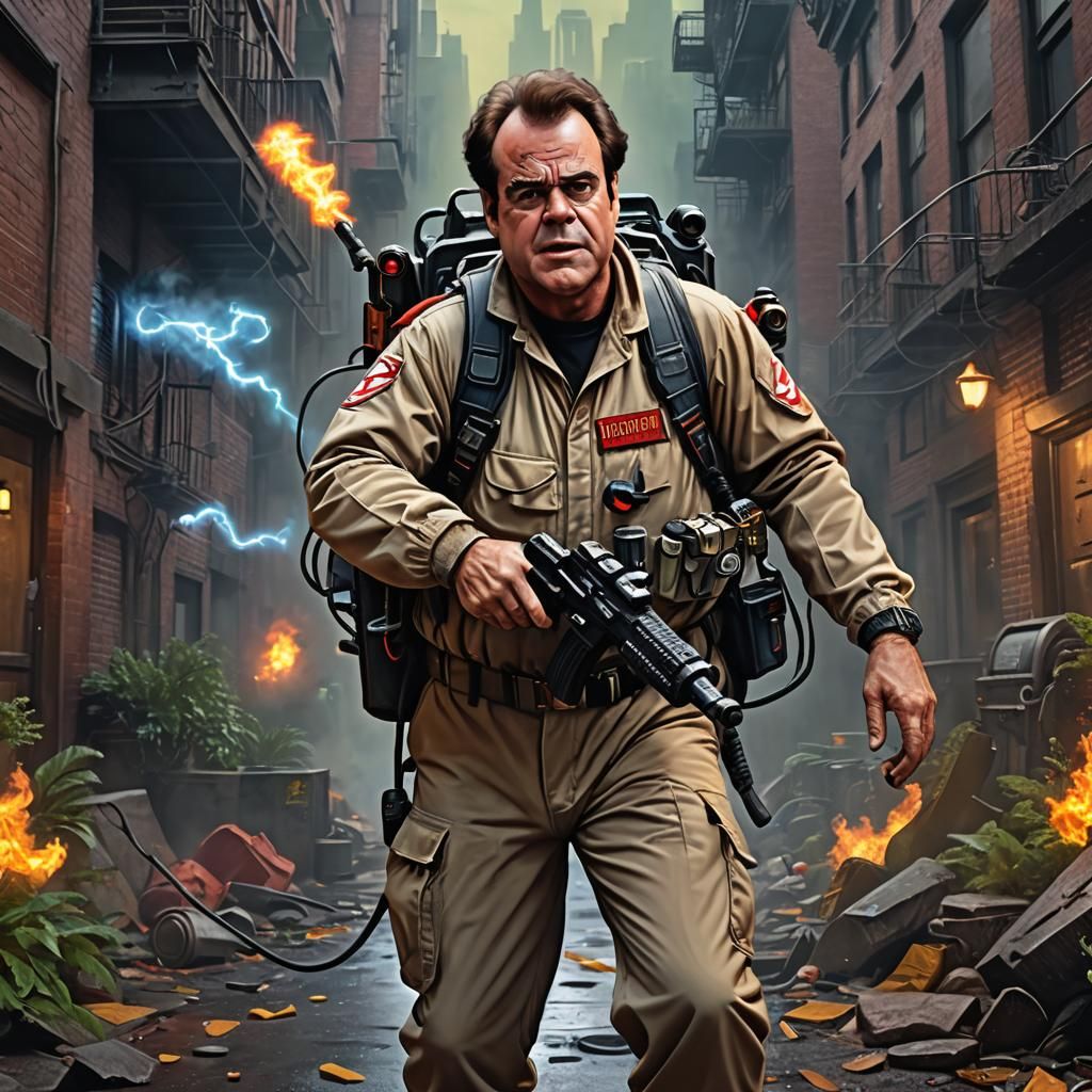 Dan Aykroyd as Ghostbuster, Detailed Digital Art
