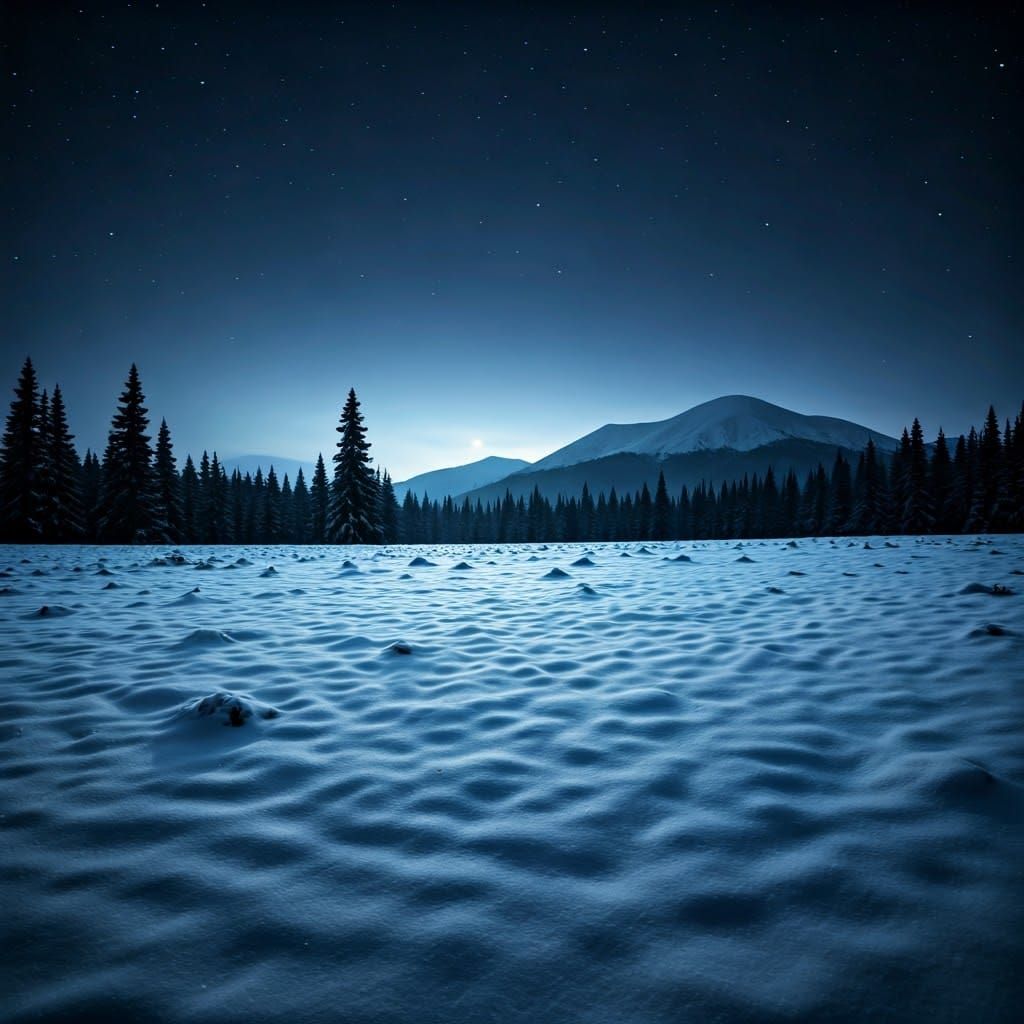 Asiatic Mountains: A Snowy Night of Mystery