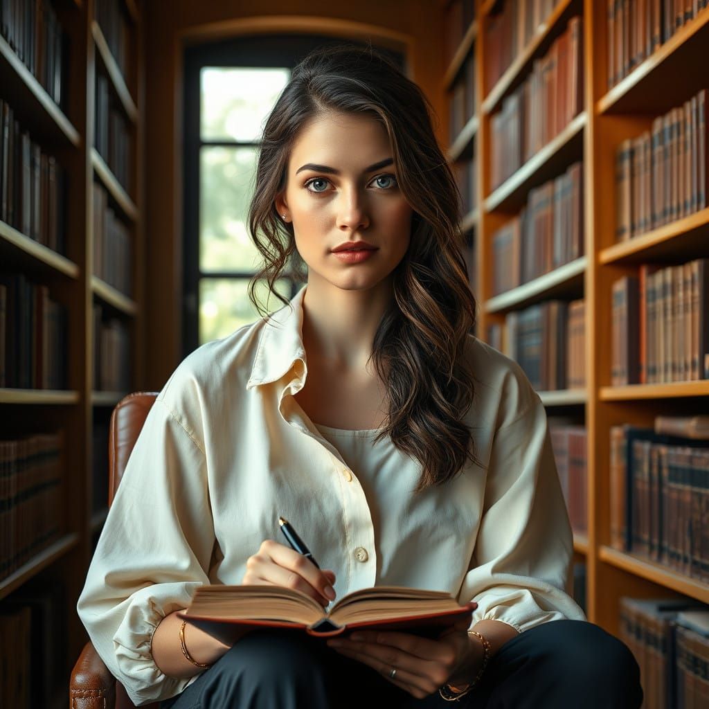 Softly Lit Spanish Woman in University Office