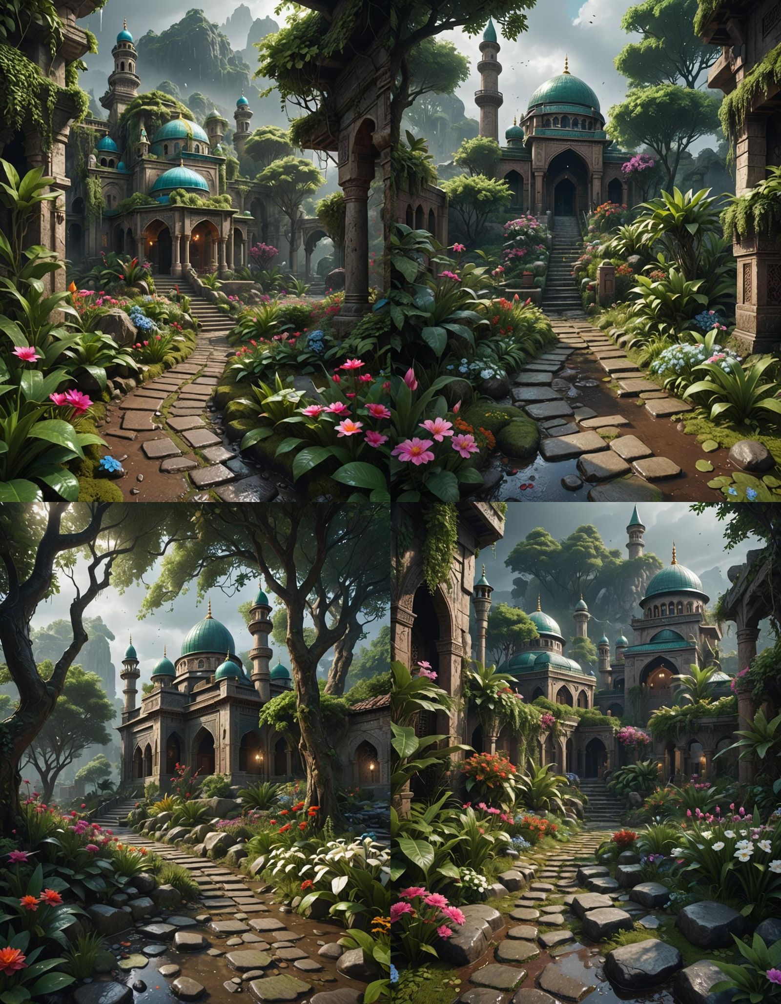 Wet Path to a Mosque: Matte Painting