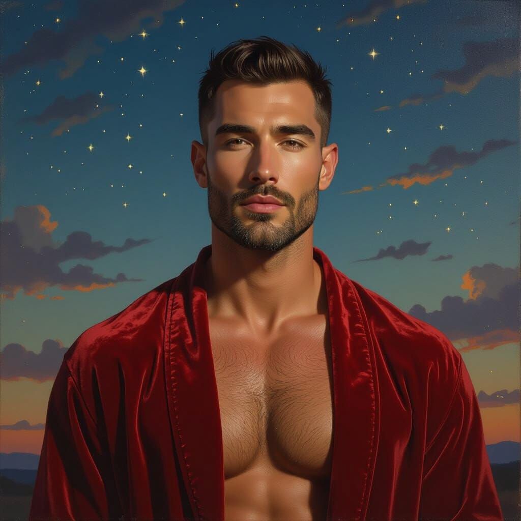 Man in Red Velvet Robe, Impressionist Portrait