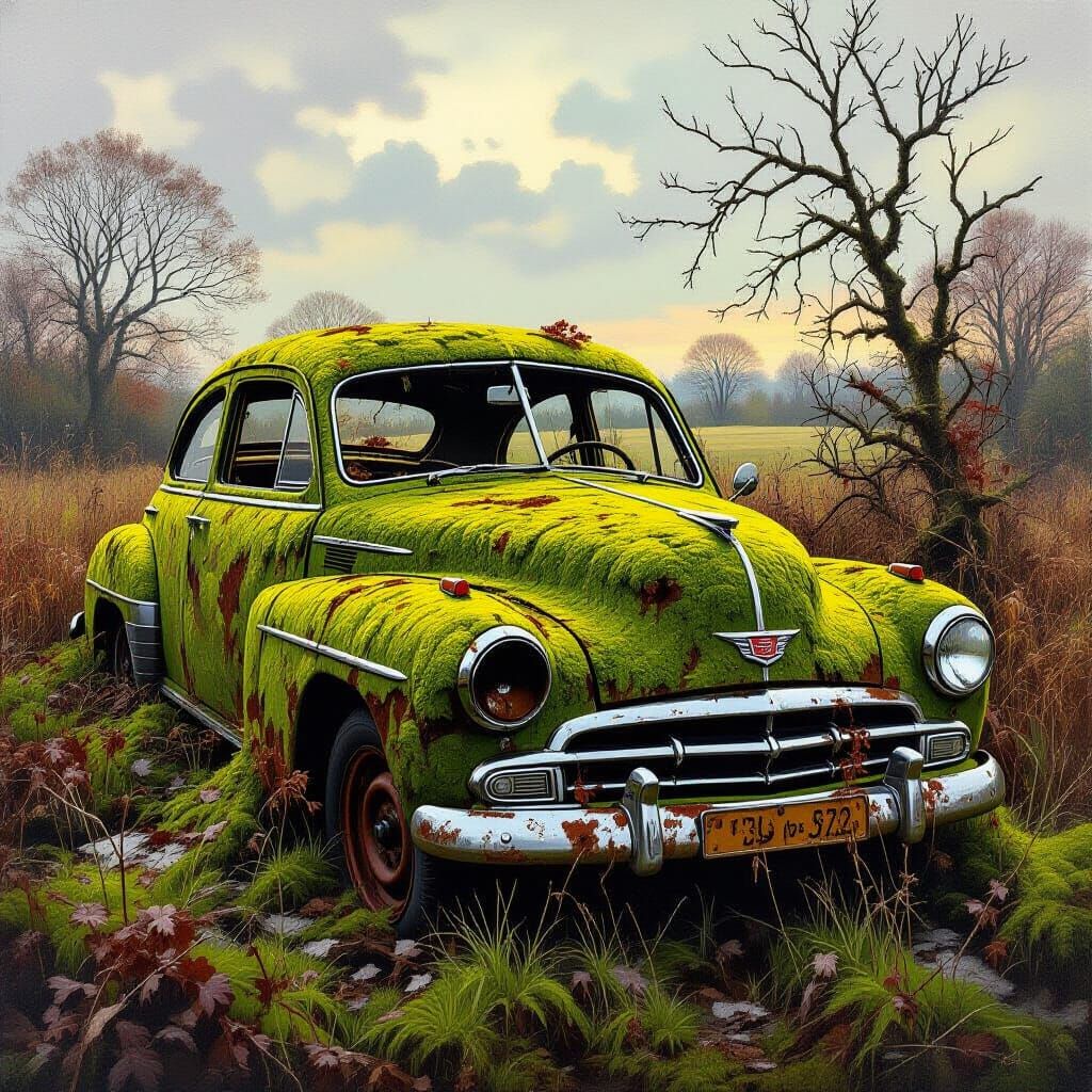 Moss-Covered Audi Union Type 52 in Overgrown Field