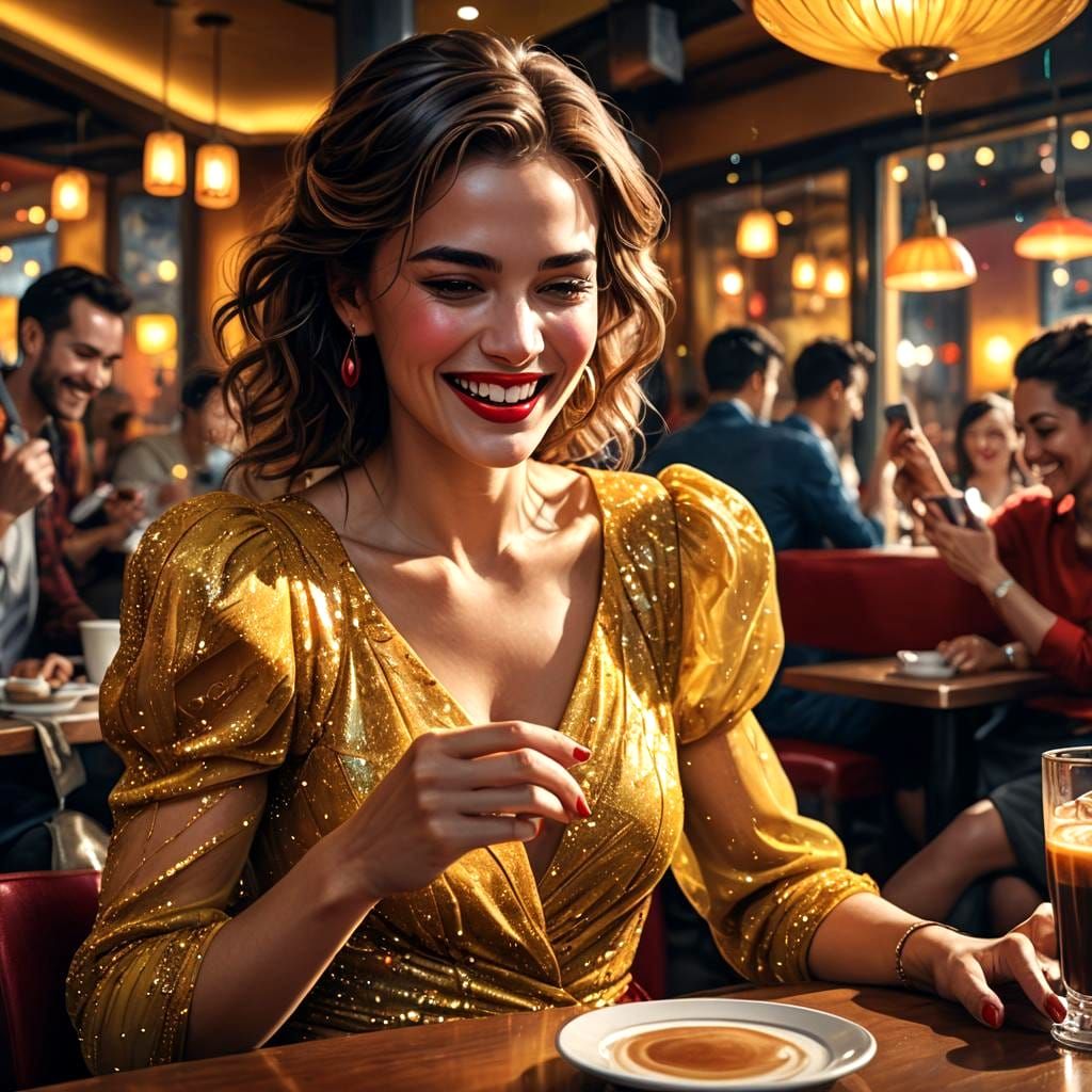 Stylish Woman with Beautiful Smile, Digital Art