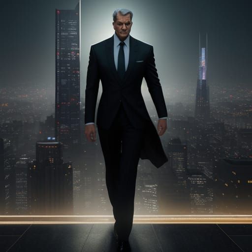 Metropolis Figure in Golden Hour Lighting