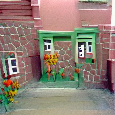 Claymation House with Picket Fence and Flowers