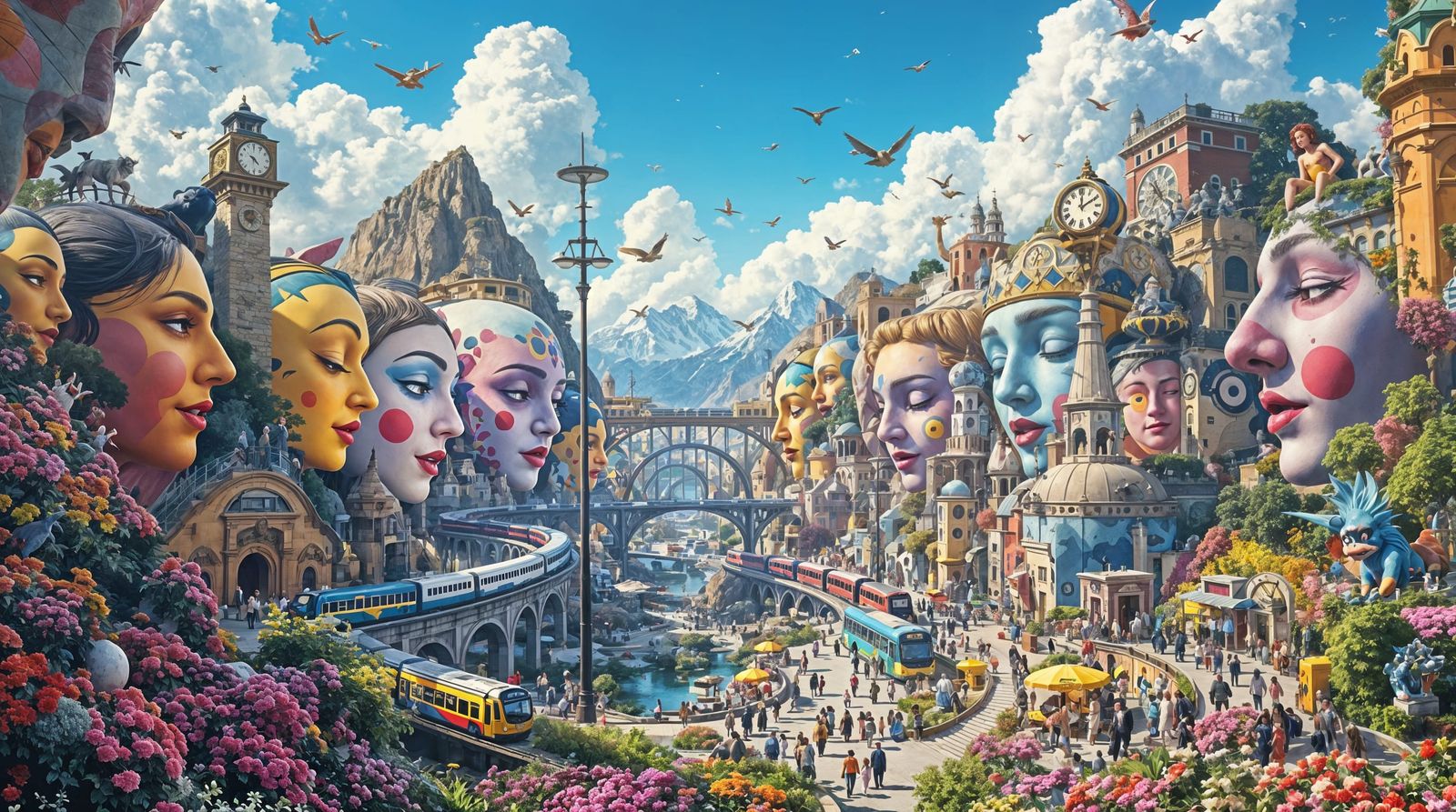 Vibrant Surrealist Cityscape in a Fantasy Painting
