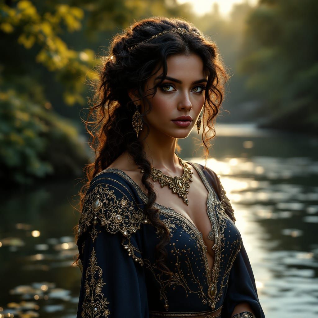 Goddess Verbeia: Art Nouveau Digital Painting