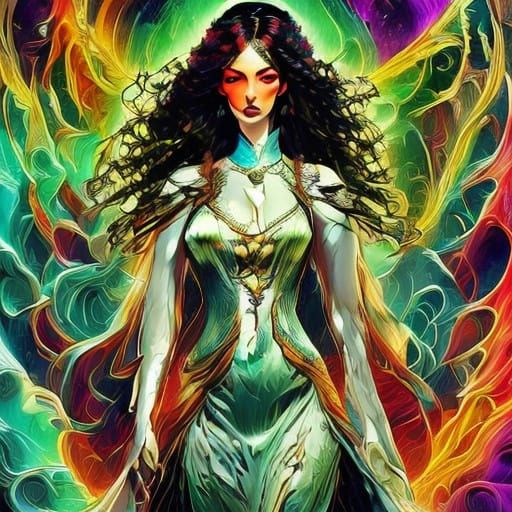 Surreal Future Goddess Emerges from Crumbling Metropolis