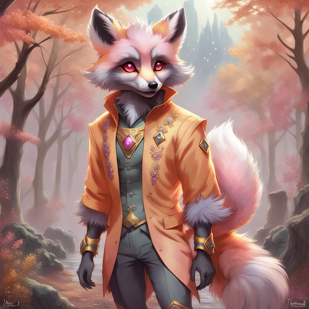 Anthropomorphic Fox Raccoon Fursona in Digital Art Style
