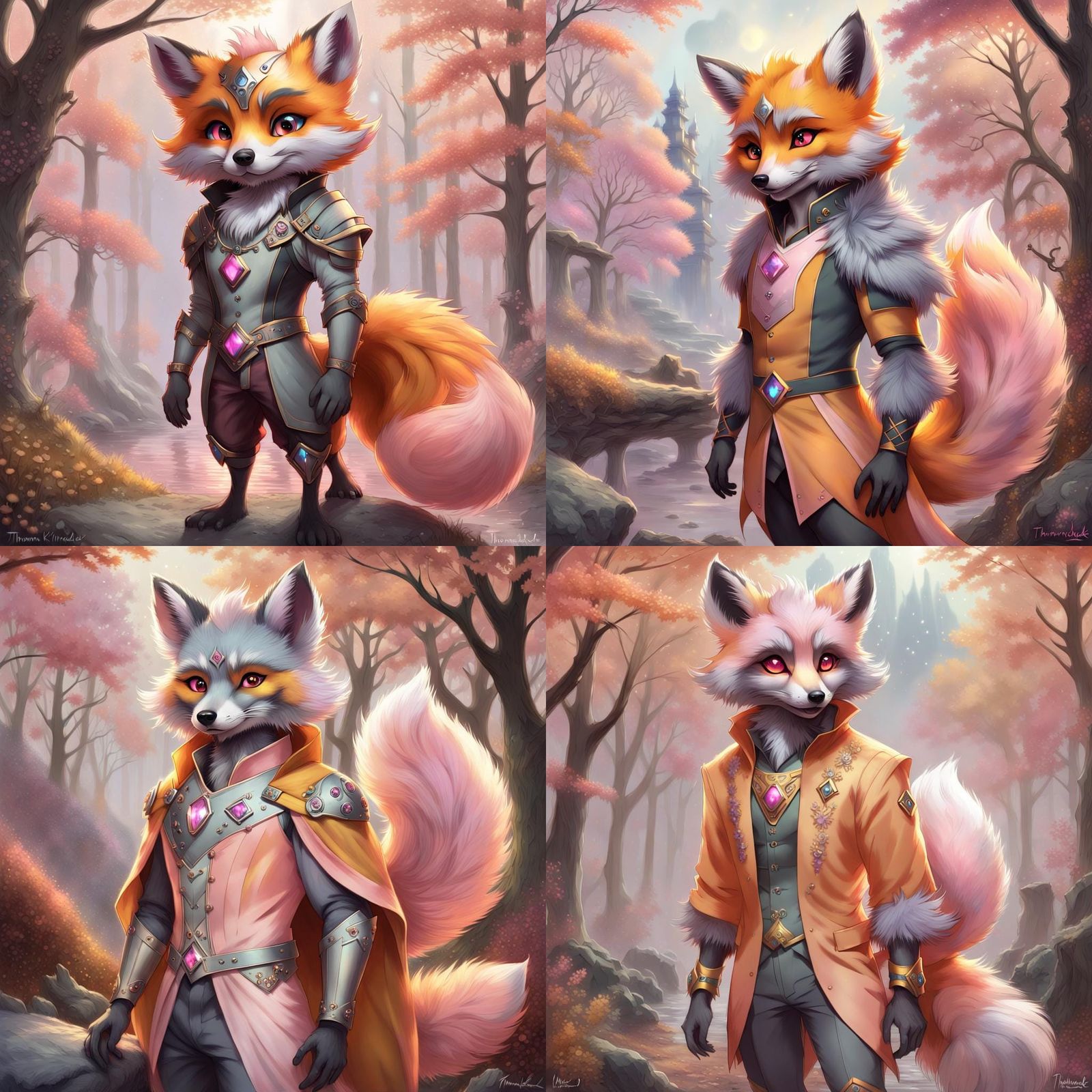Orange Fox Raccoon Fursona in Digital Art Style