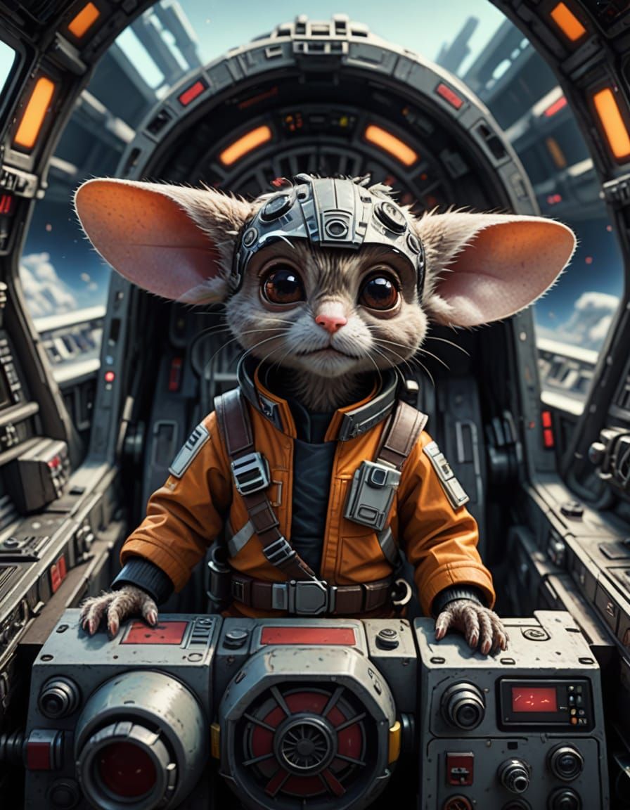 Charming Mouse Pilots X-Wing in Epic Space Battle