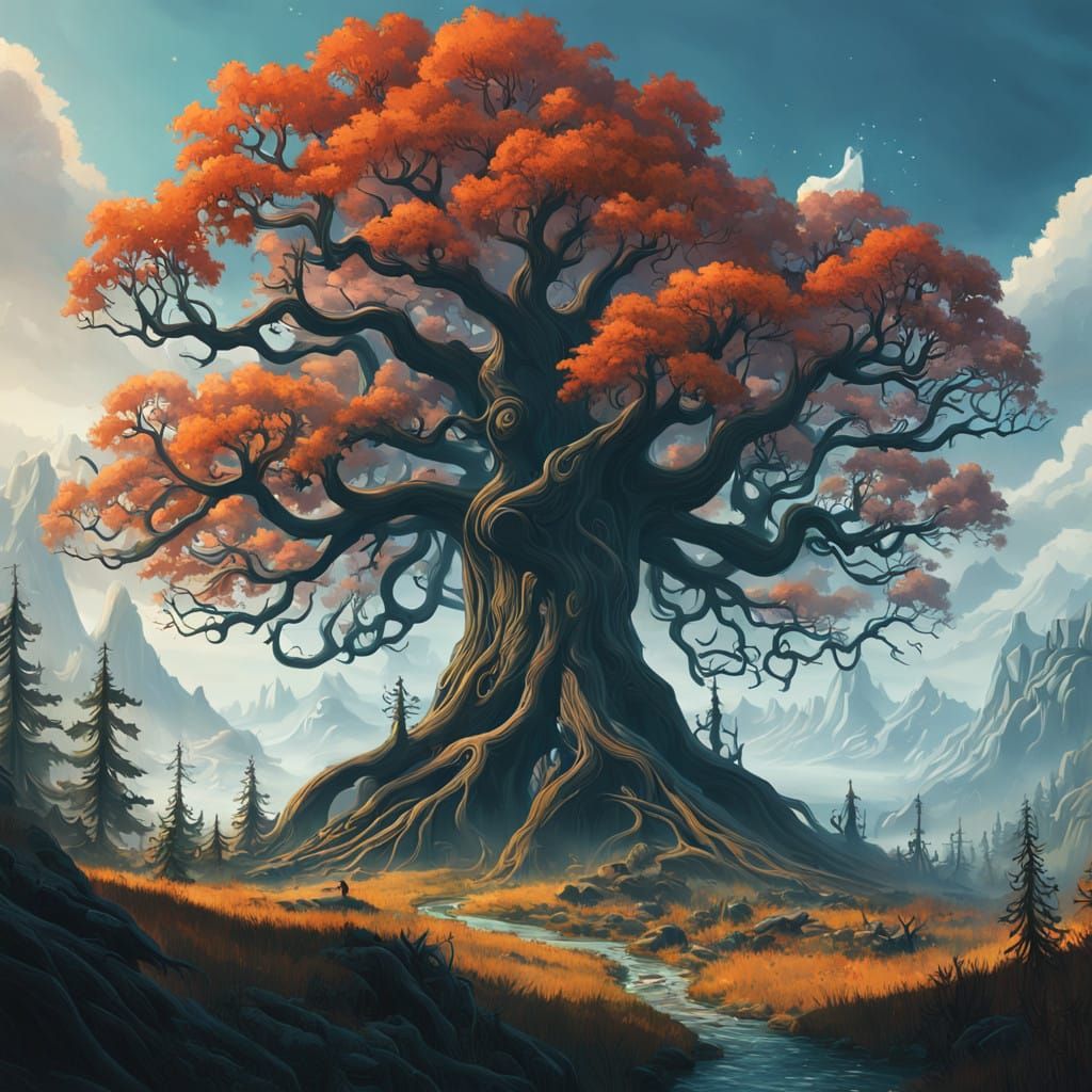 Mystical Forest Realm in Vibrant, Dreamlike Splendor