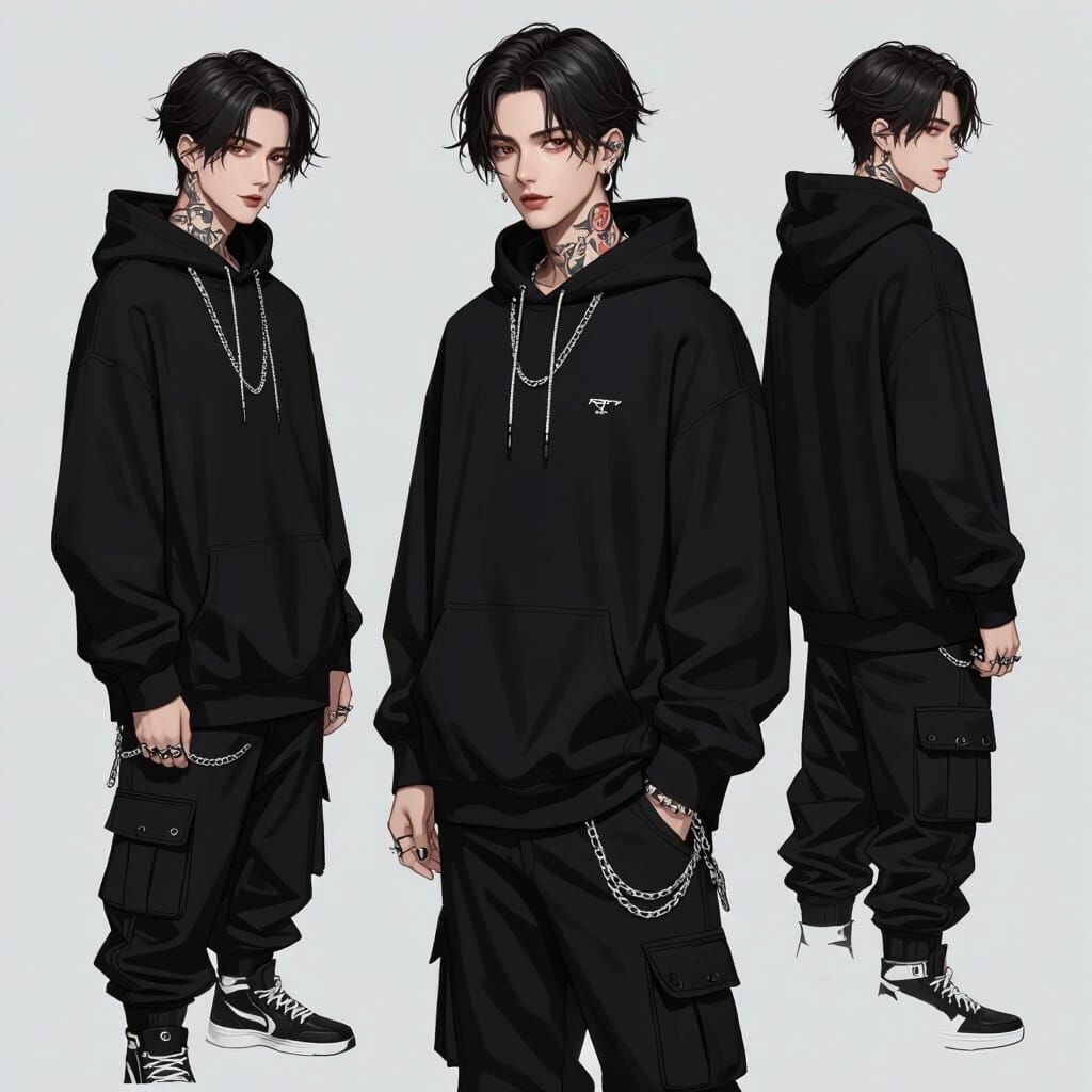 Handsome Man with Dragon Tattoo in East Asian Aesthetic