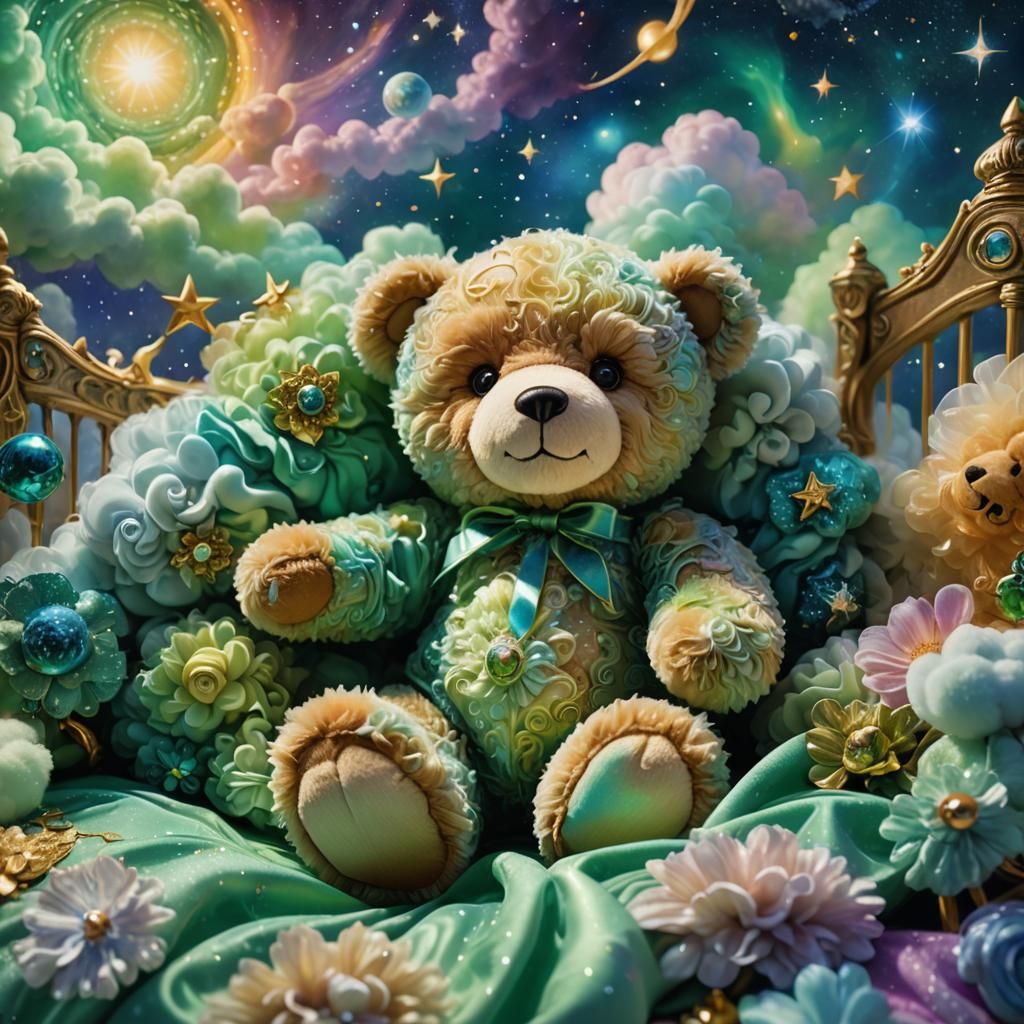 Teddy Bear in Astral Cosmic Art Style