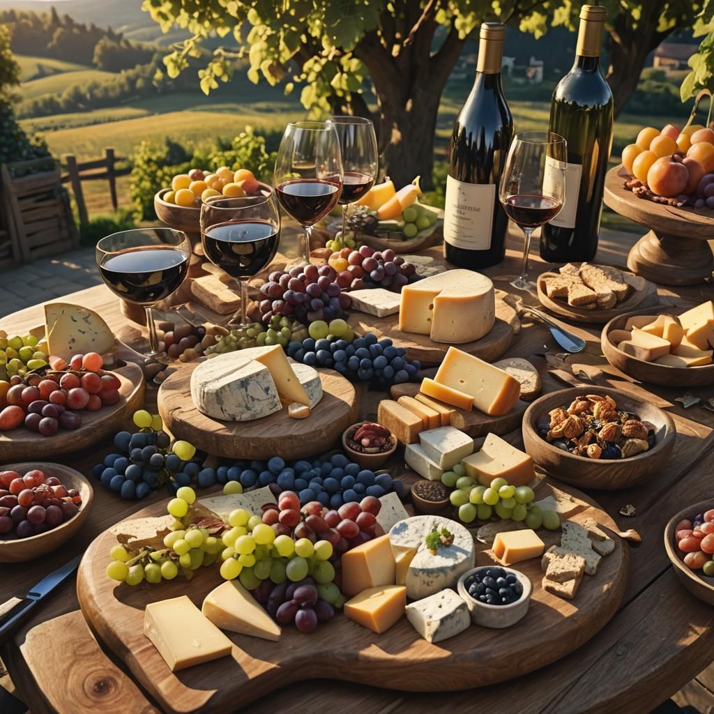Richly Decorated Cheese Board at Winery: Concept Art