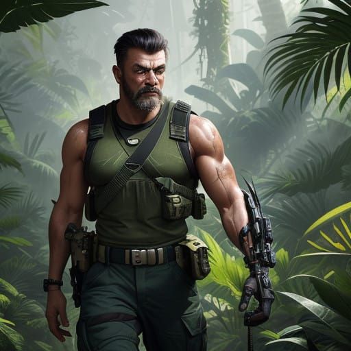 Bionic Commando in Jungle, Metal Grappling Hook and Futurist...