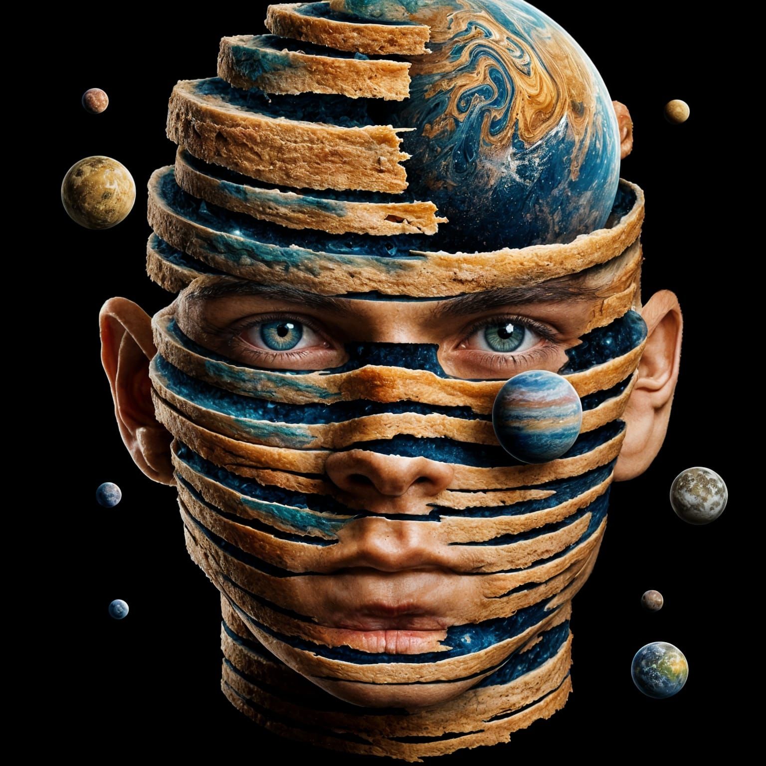 Planetary Face Constructed from Cake Layers