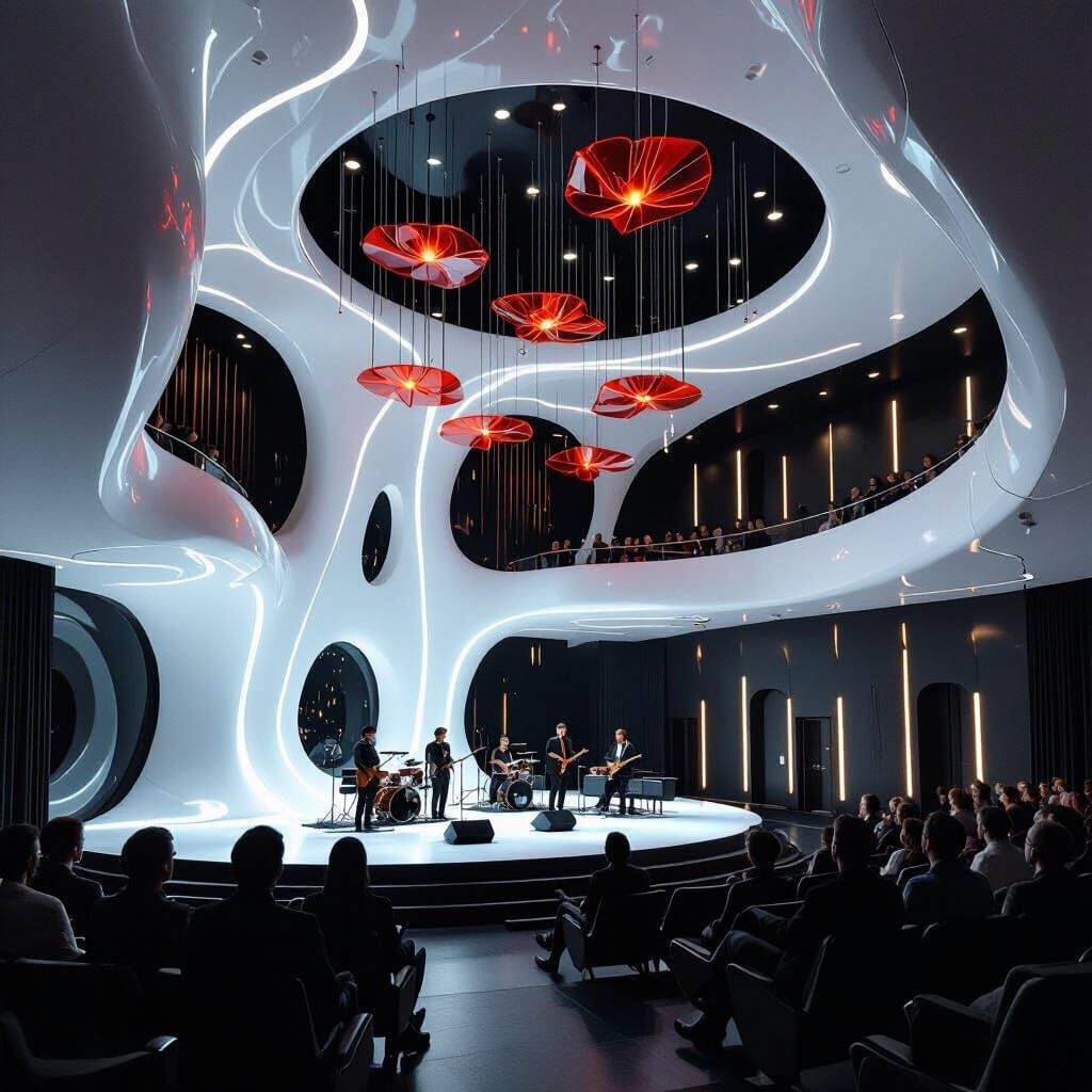 Futuristic Auditorium with Organic 3D Curved Design