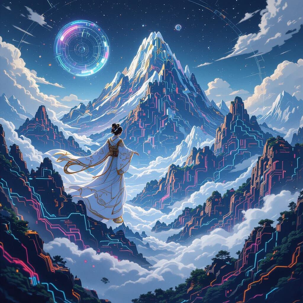 Celestial Balance Battles Itself in Vintage Anime Style