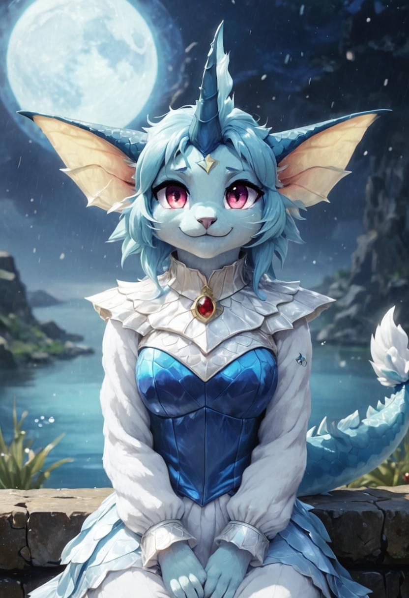Anime Portrait of a Mythical Vaporeon Pokemon