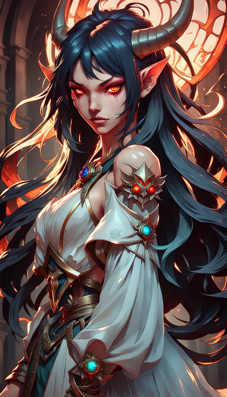 Anime Demon Girl Portrait in Artstation Style