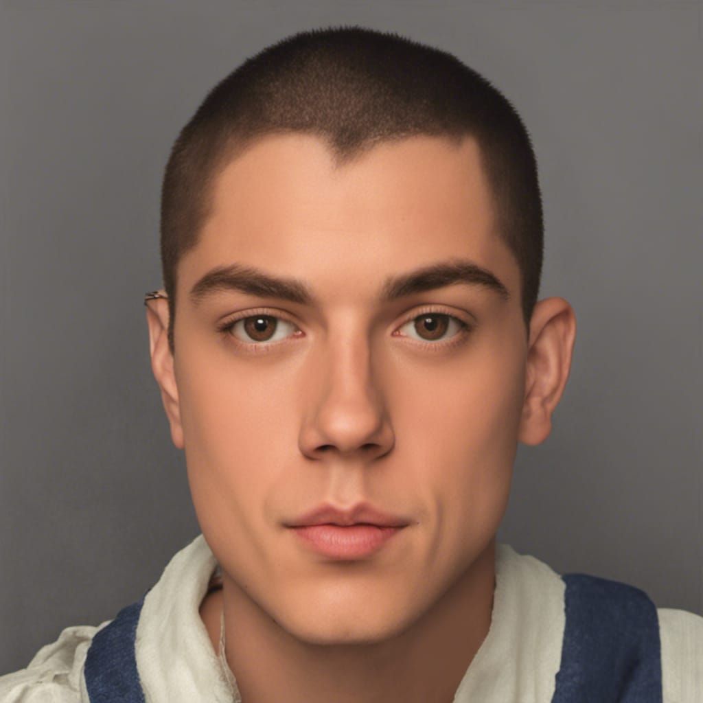 Striking Portrait of a Shaved Head Young Man