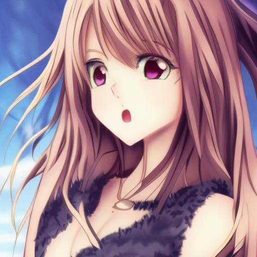 Anime Style Wolf Girl Illustration