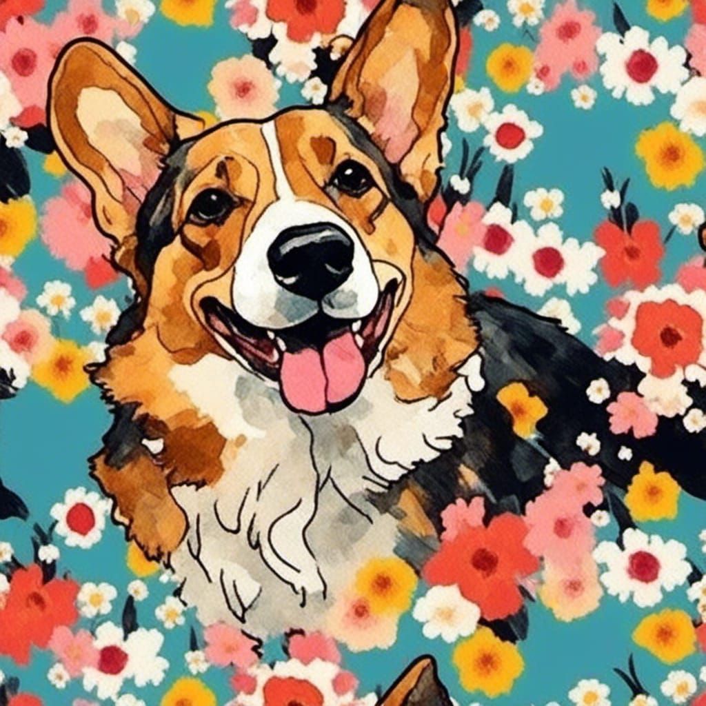 Abstract Corgi in Kandinsky Style