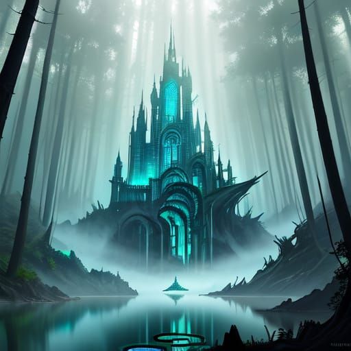 Mystical Path Reflecting Illusory Cities - Fantasy Art