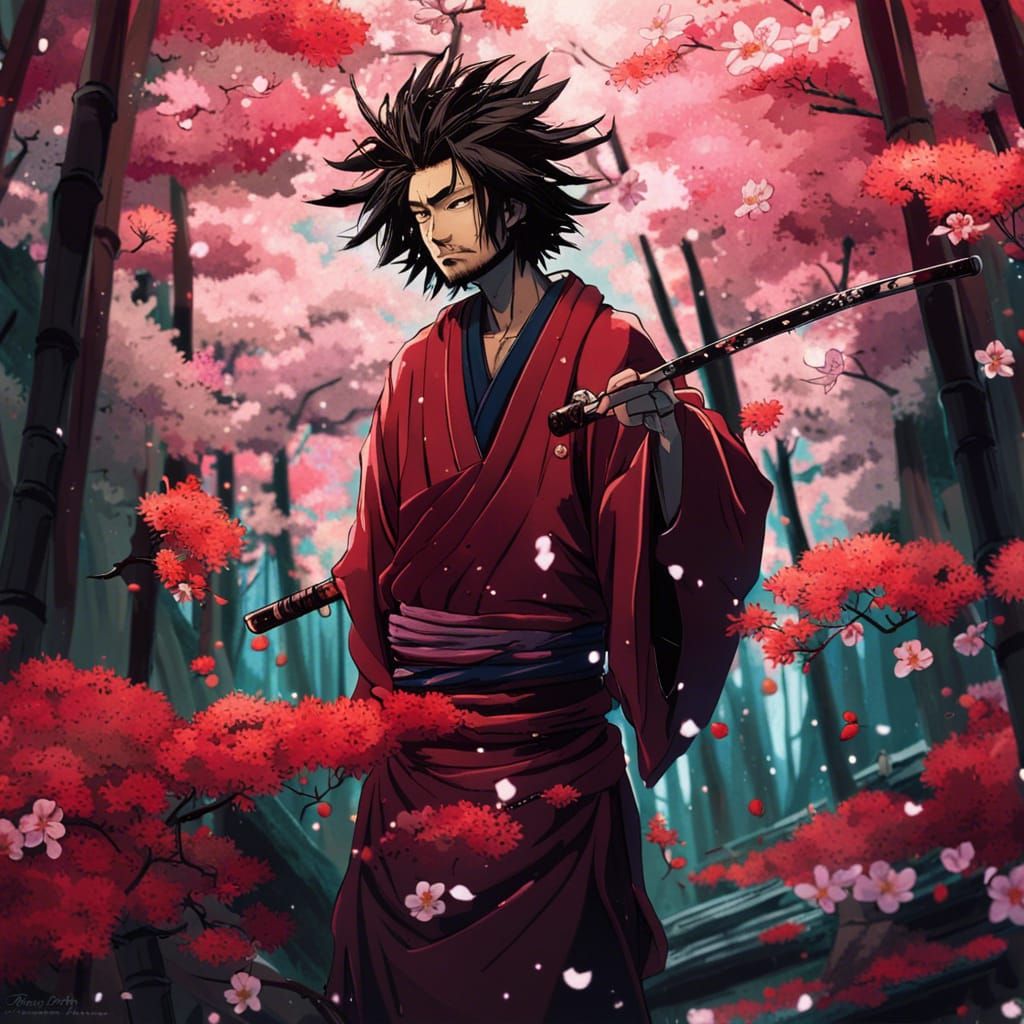 Mugen in Bamboo Forest, Detailed Matte Painting