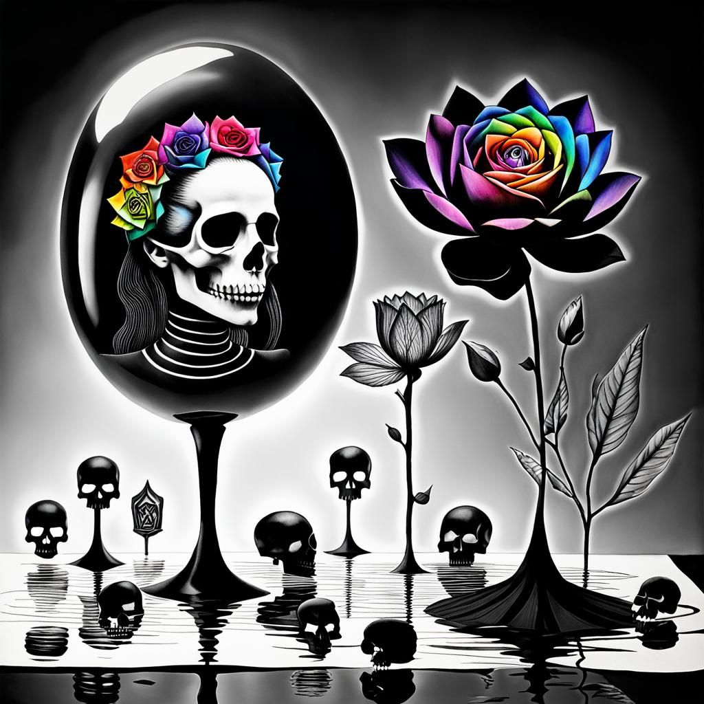 Surreal Gothic Woman in Child's Crayon Drawing