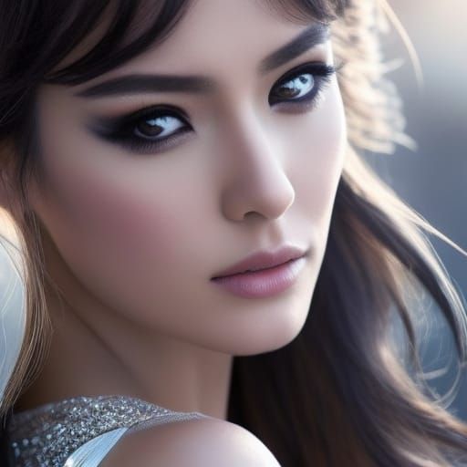 Anime-Style Woman with Dramatic Shadows