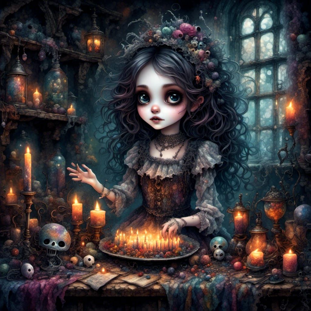 Cute Gothic Ghost Girl's Spooky Mansion Party