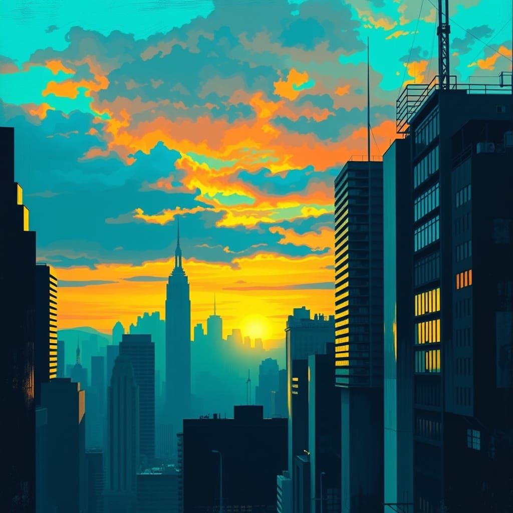 Turquoise Sunset Over New York City