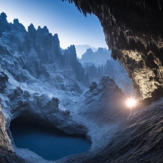 Aurora-Crusted Cave Entrance in Photorealistic Splendor