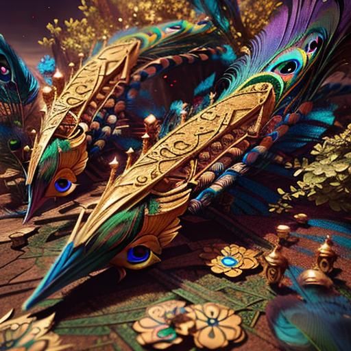 Detailed Peacock Feather Fantasy Concept Art
