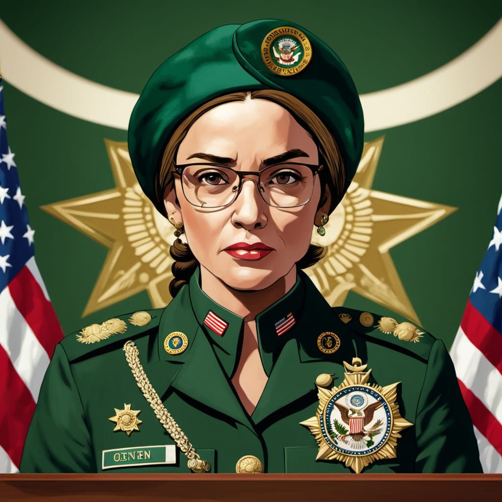 Distinguished Woman Giving Speech in Military Uniform