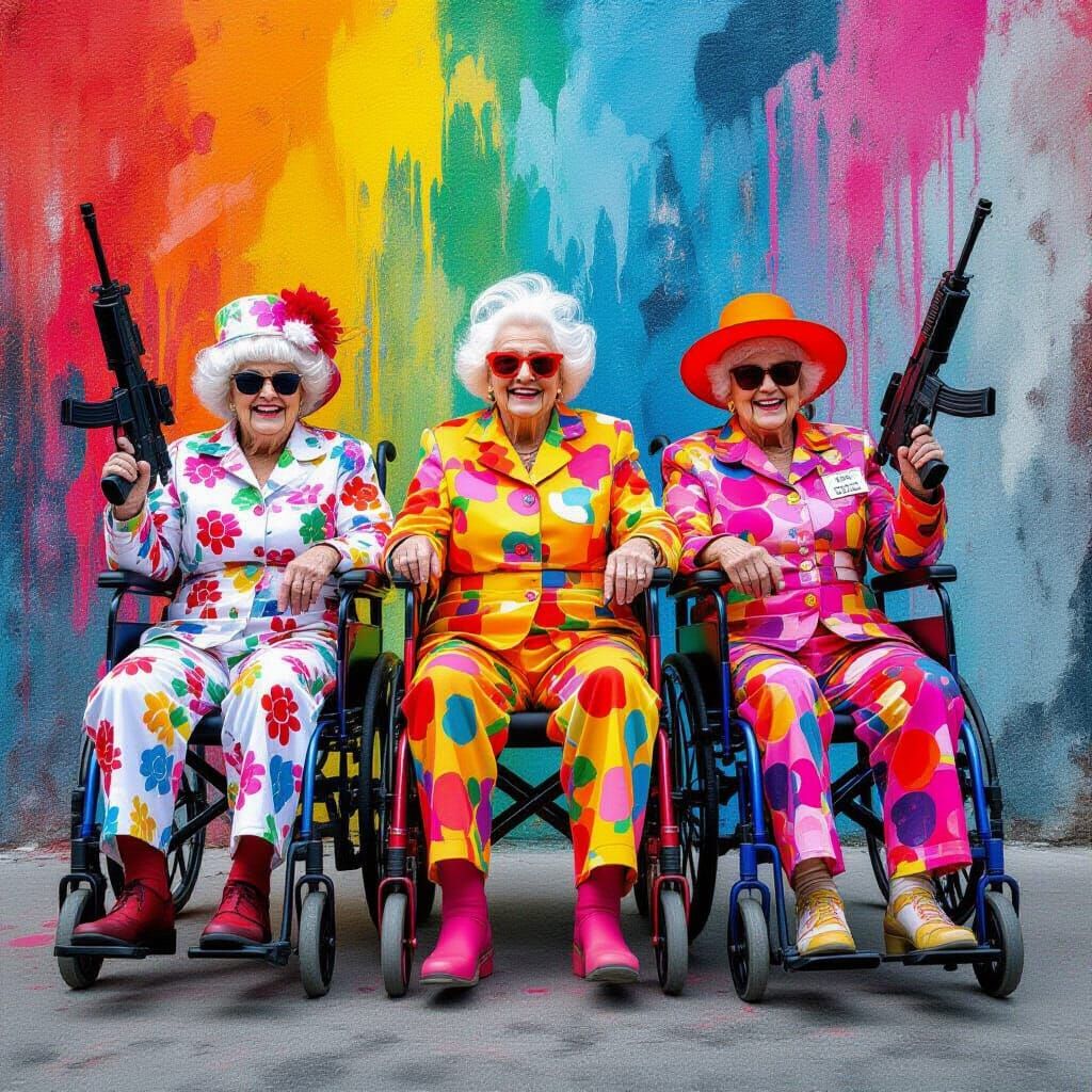 Mischievous Senior Supervillains in a Polychromatic Gouache ...