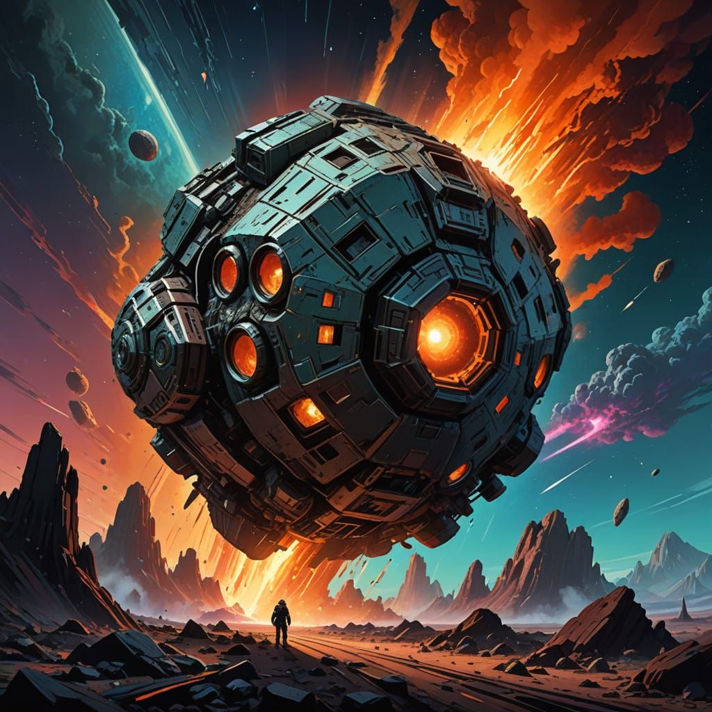 Asteroid Hyperrealistic Concept Art Splash