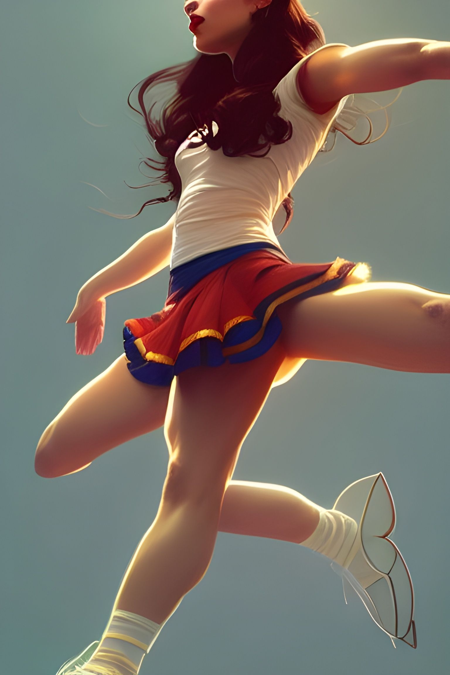 Elegant Cheerleader Digital Painting in WLOP Style