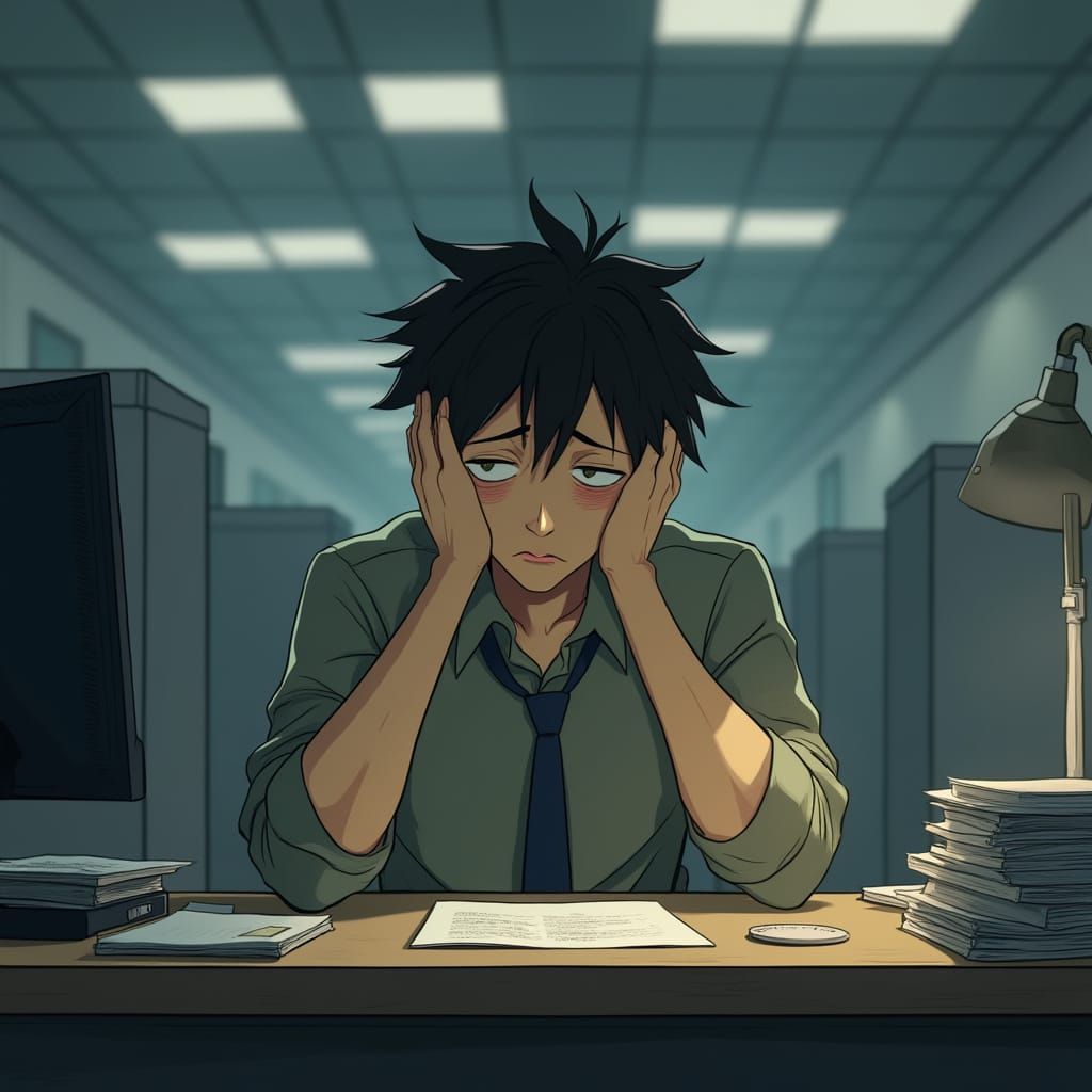 Despondent Man in Office: 2D Animation