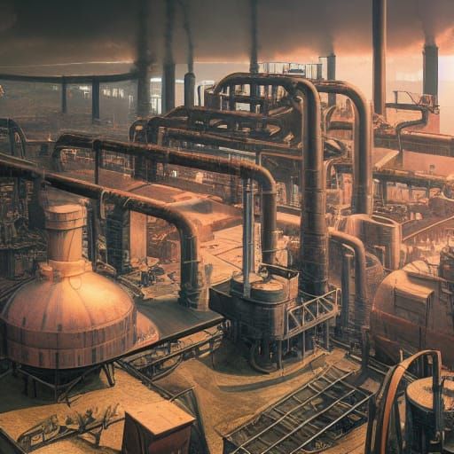 Biopunk Steel Mill in Hawaiian Metropolis