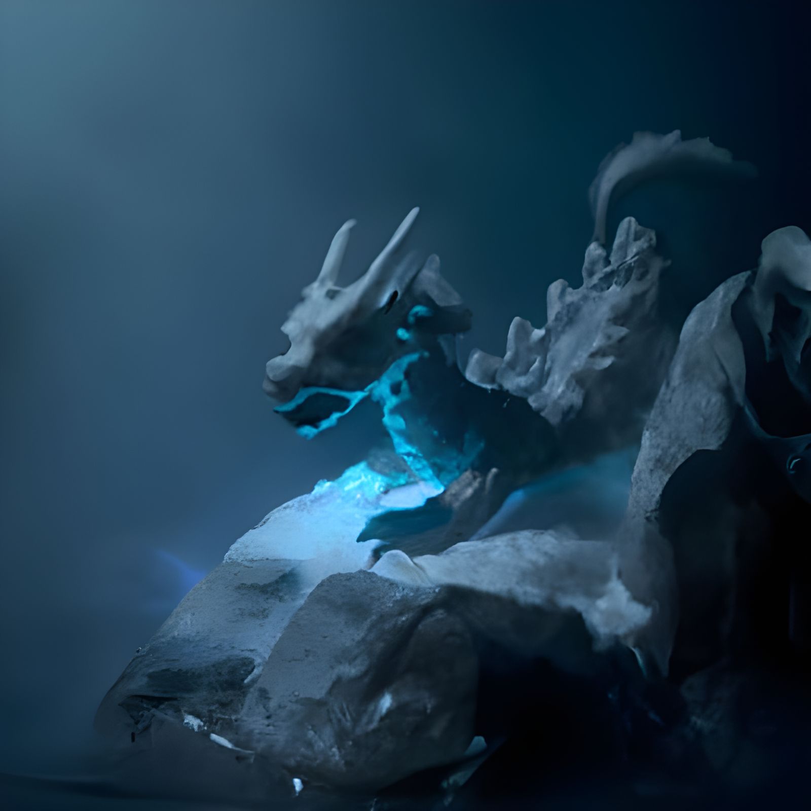 Glowing Dragon in Dark Cinematic Landscape Photo
