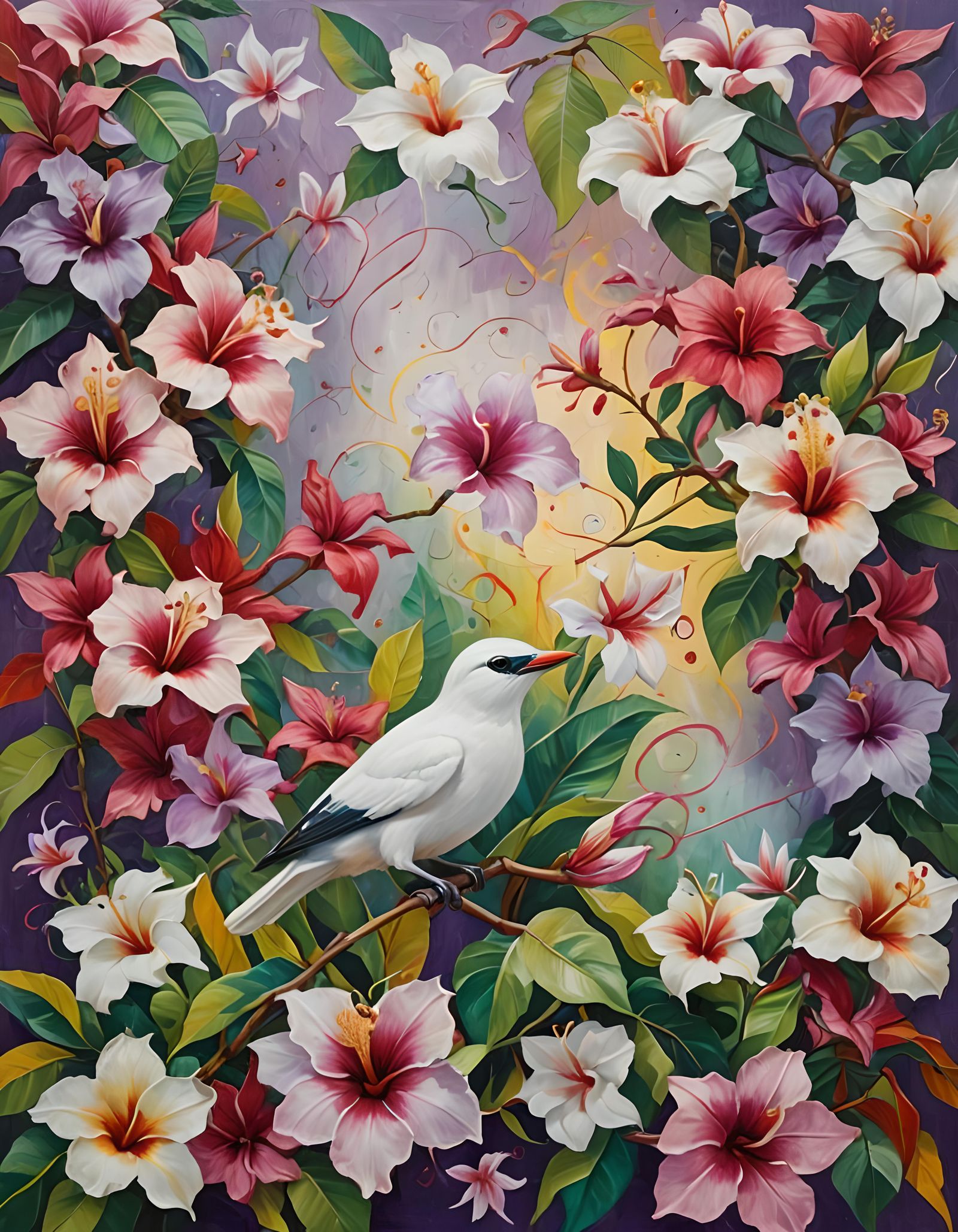 Bali Starling Song in Heavy Impasto Oil