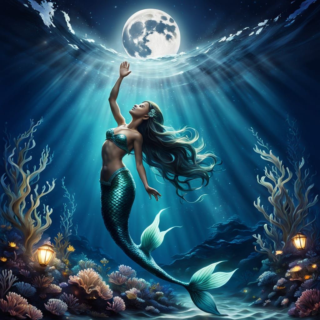 Siren Song Illuminates Moonlit Ocean Depths