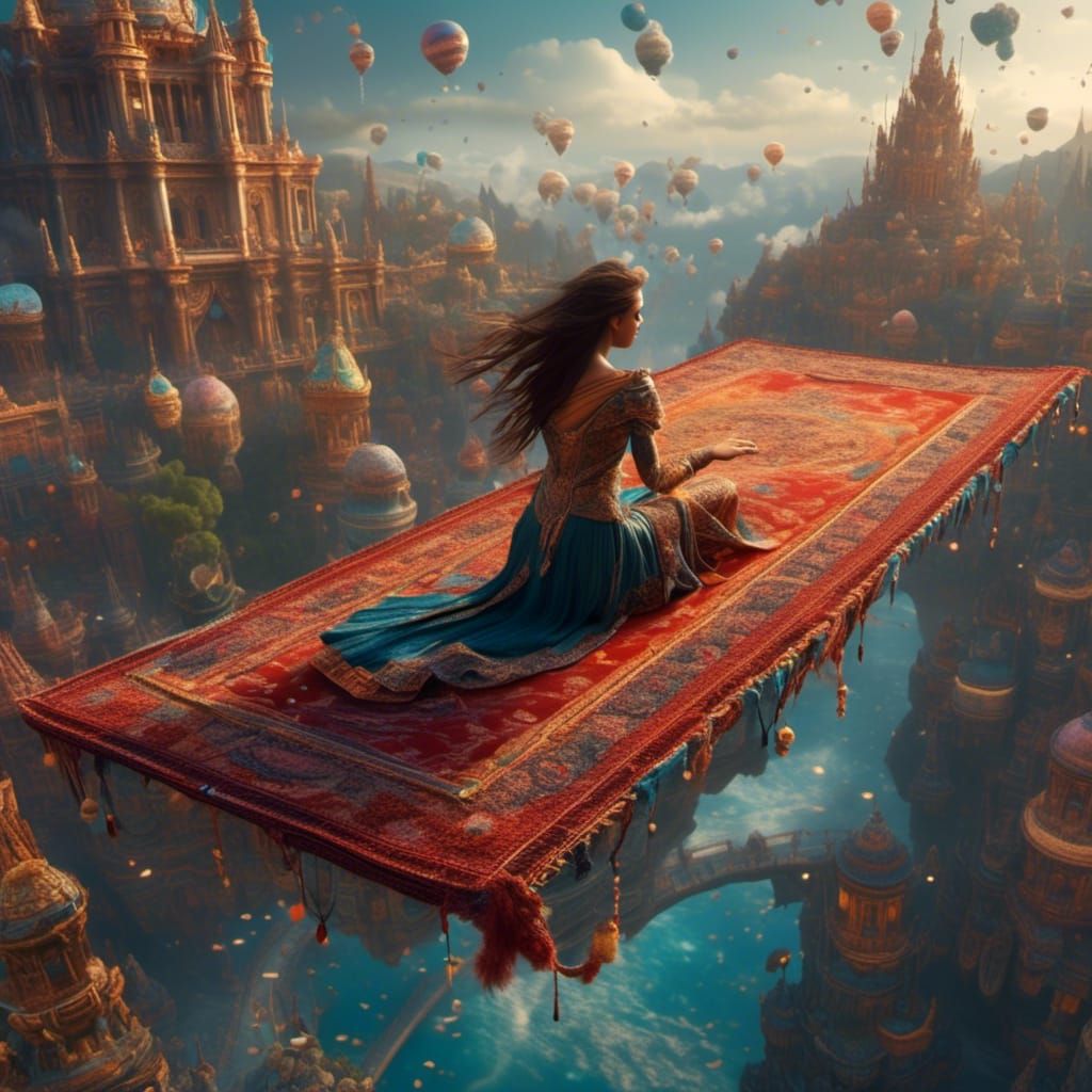 Trans Girl's Magic Carpet Ride in Hyperreal Style
