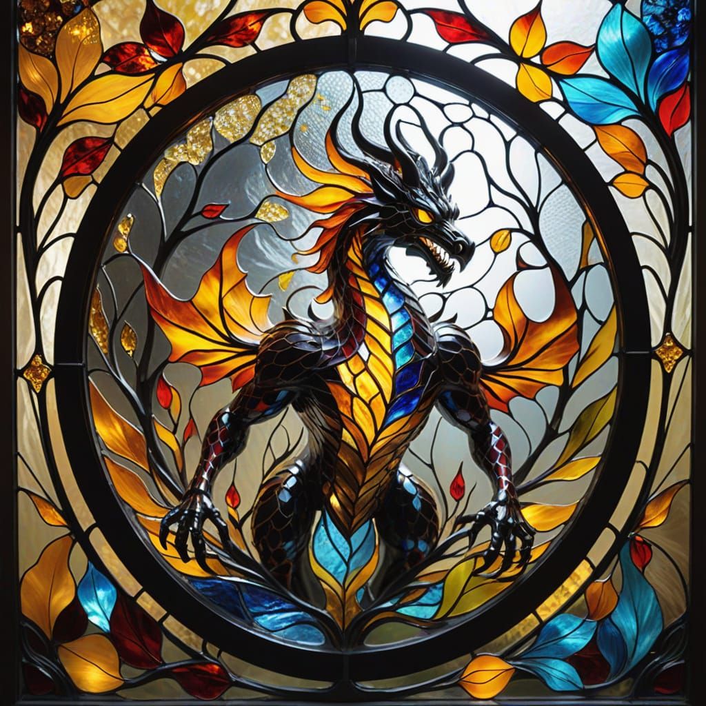 spooky monster mosaic glass