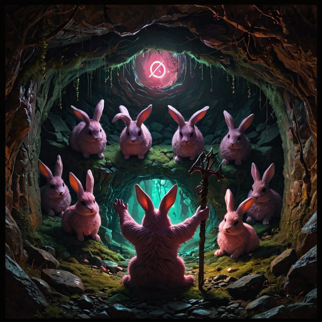 Satanic Bunnies Conjure Dark Magic in a Haunting Digital Art