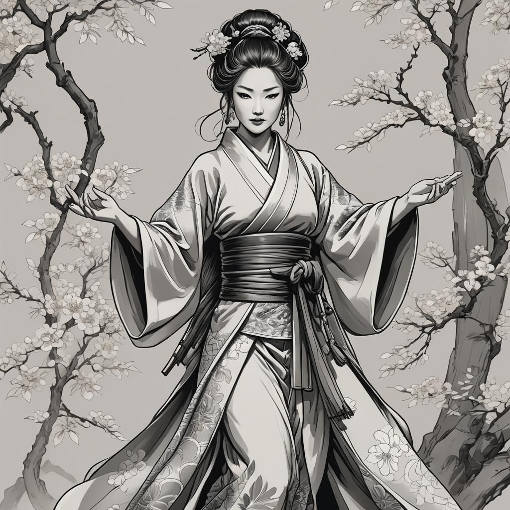 Kachiko Coloring Page: Line Art from Legend of the Five Ring...